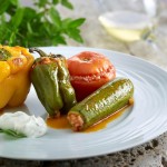 Vegetarian Greek food, stuffed vegetables.